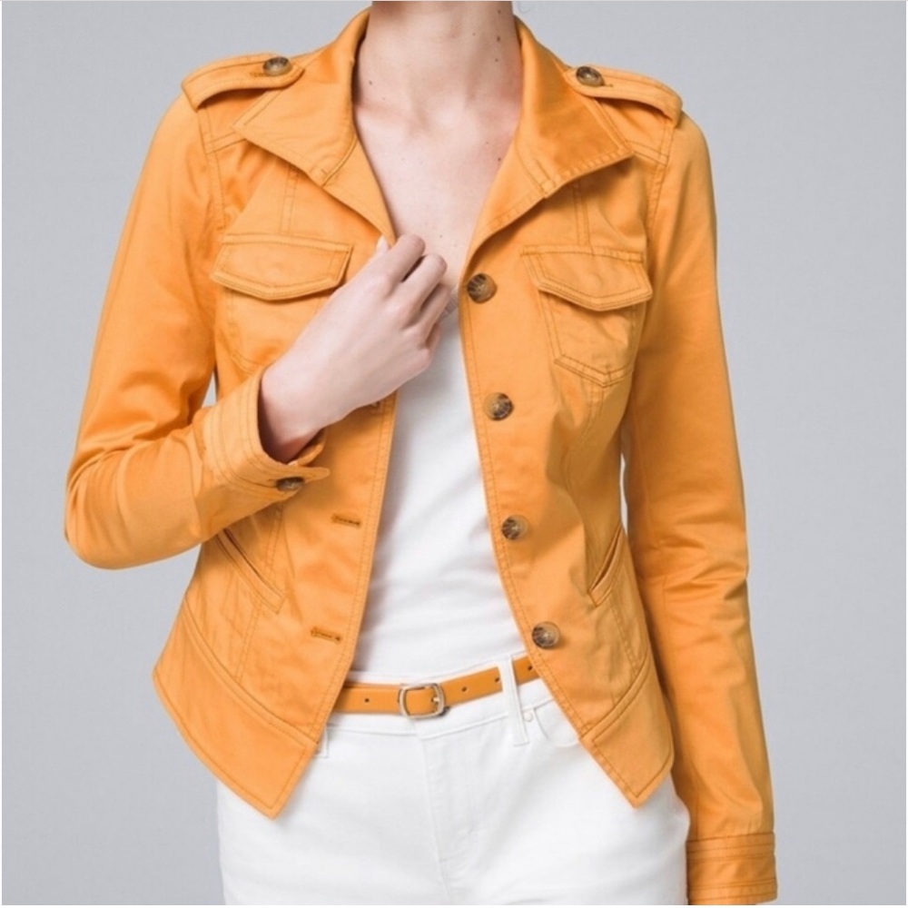 White House Black Market Yellow/Orange Tailored Cotton Jacket